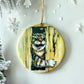 ORNAMENT Porcelain 3"x 3" Round "Here's Kitty"