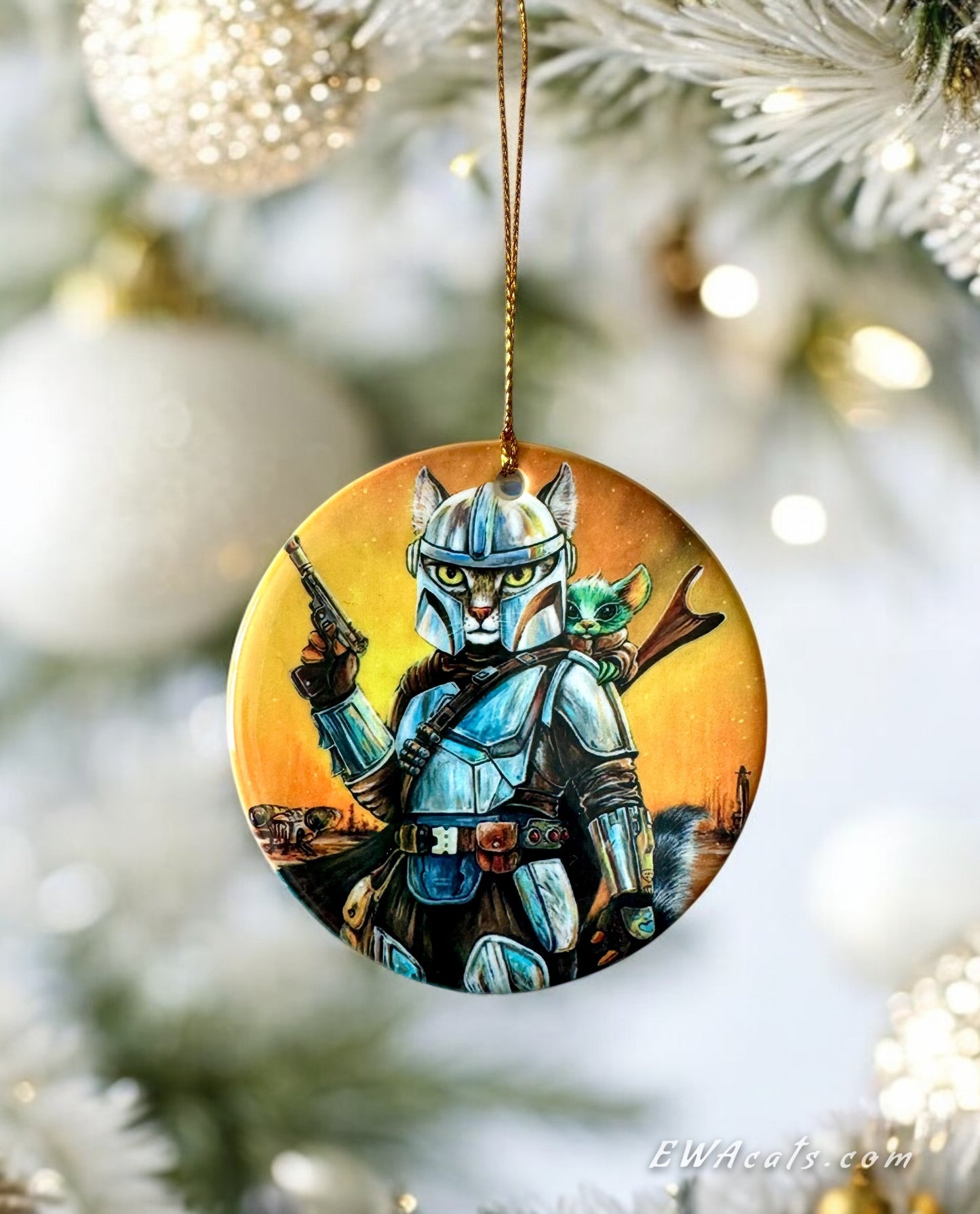 ORNAMENT Porcelain 3"x 3" Round "Meowdalorian"