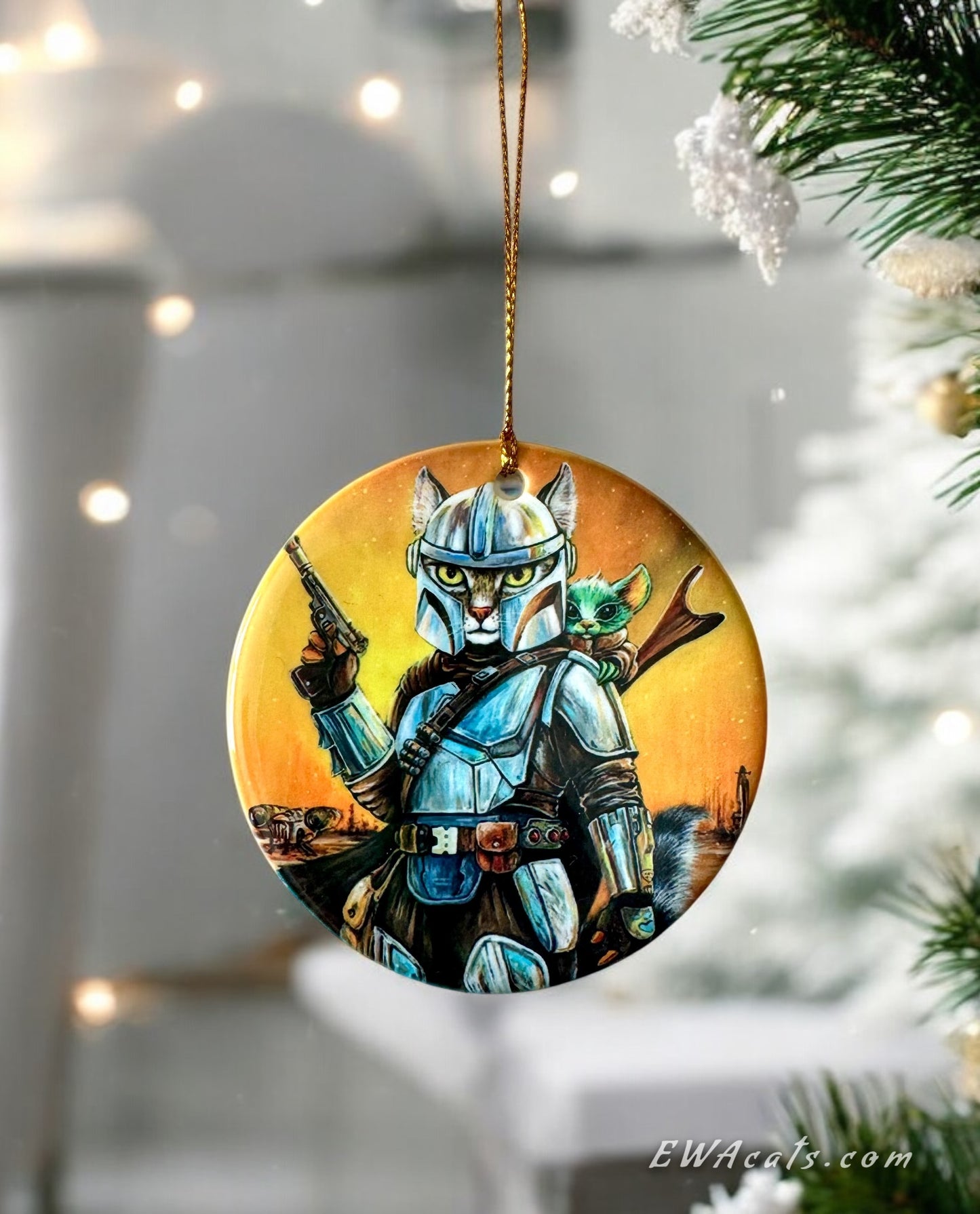 ORNAMENT Porcelain 3"x 3" Round "Meowdalorian"