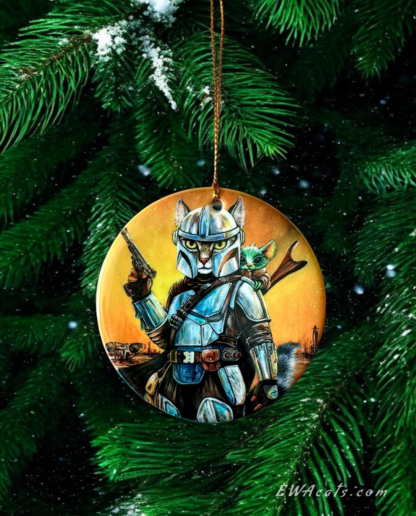 ORNAMENT Porcelain 3"x 3" Round "Meowdalorian"