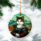 ORNAMENT Porcelain 3"x 3" Round "Meowna Lisa"