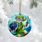 ORNAMENT Porcelain 3"x 3" Round "Kitty Link"