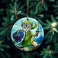 ORNAMENT Porcelain 3"x 3" Round "Kitty Link"