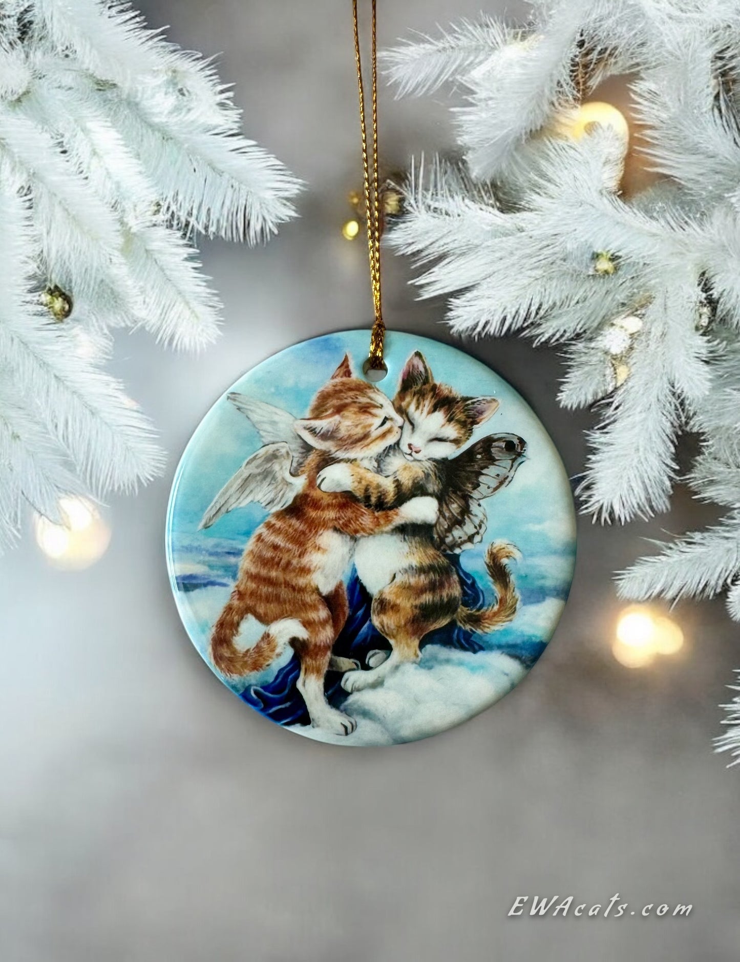 ORNAMENT Porcelain  3"x 3" Round "L’Amour Et Purr"