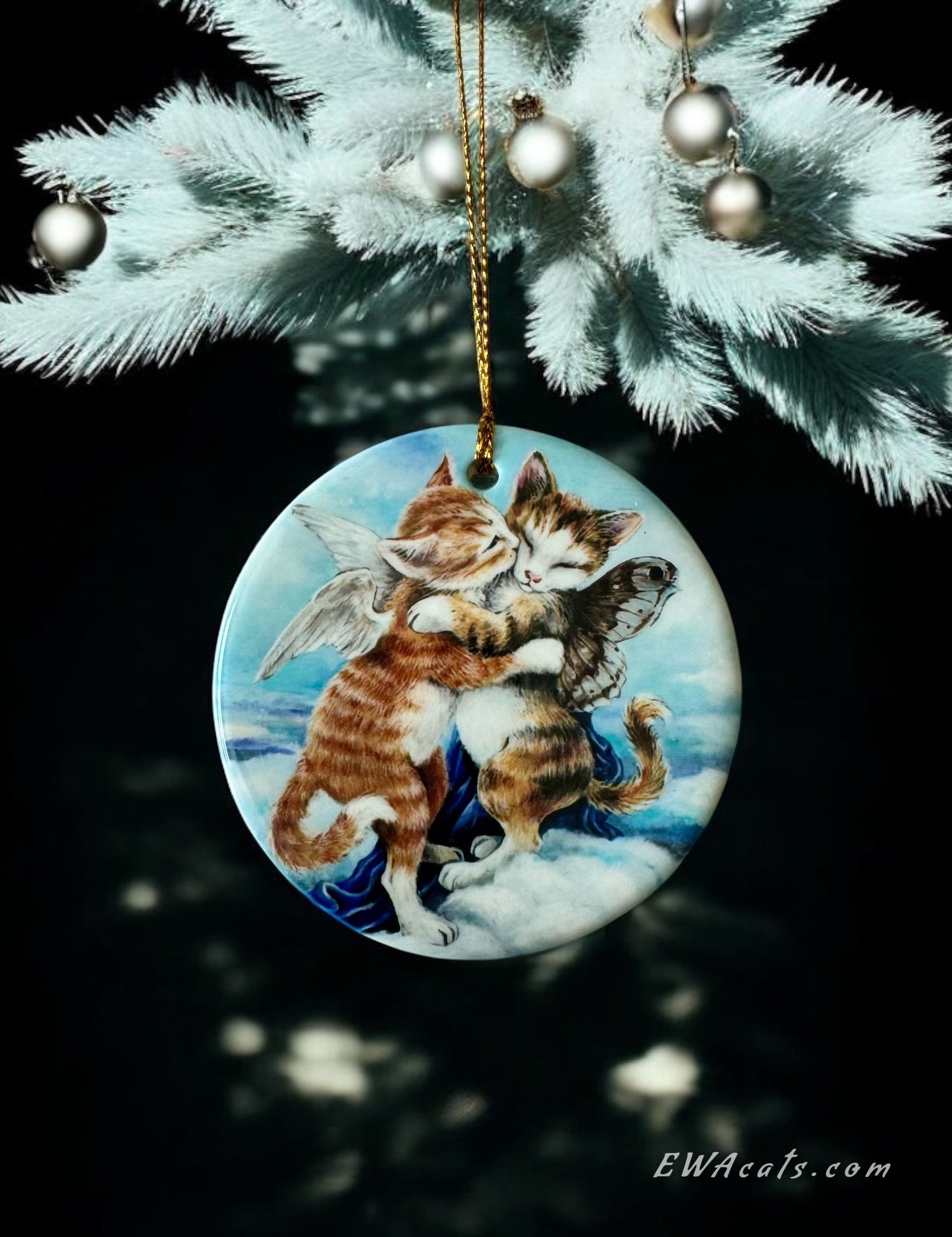 ORNAMENT Porcelain  3"x 3" Round "L’Amour Et Purr"