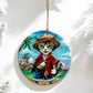 ORNAMENT Porcelain 3"x 3" Round "Monkey D. Fluffy"