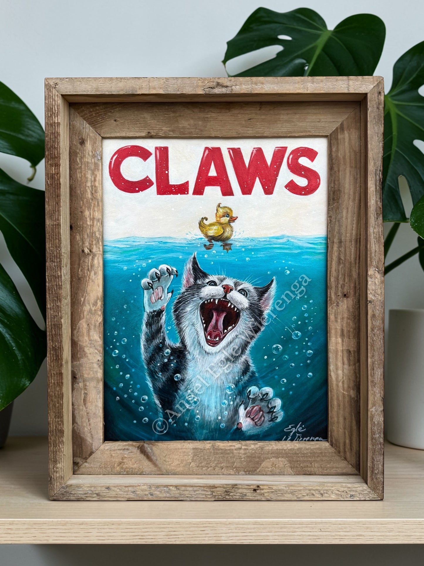 Original Painting "Claws" Inspired by movie Jaws, Glow in black light and in the dark