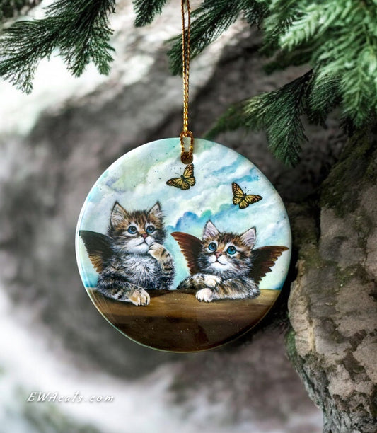 ORNAMENT Porcelain 3"x 3" Round "The Sistine Kittens"