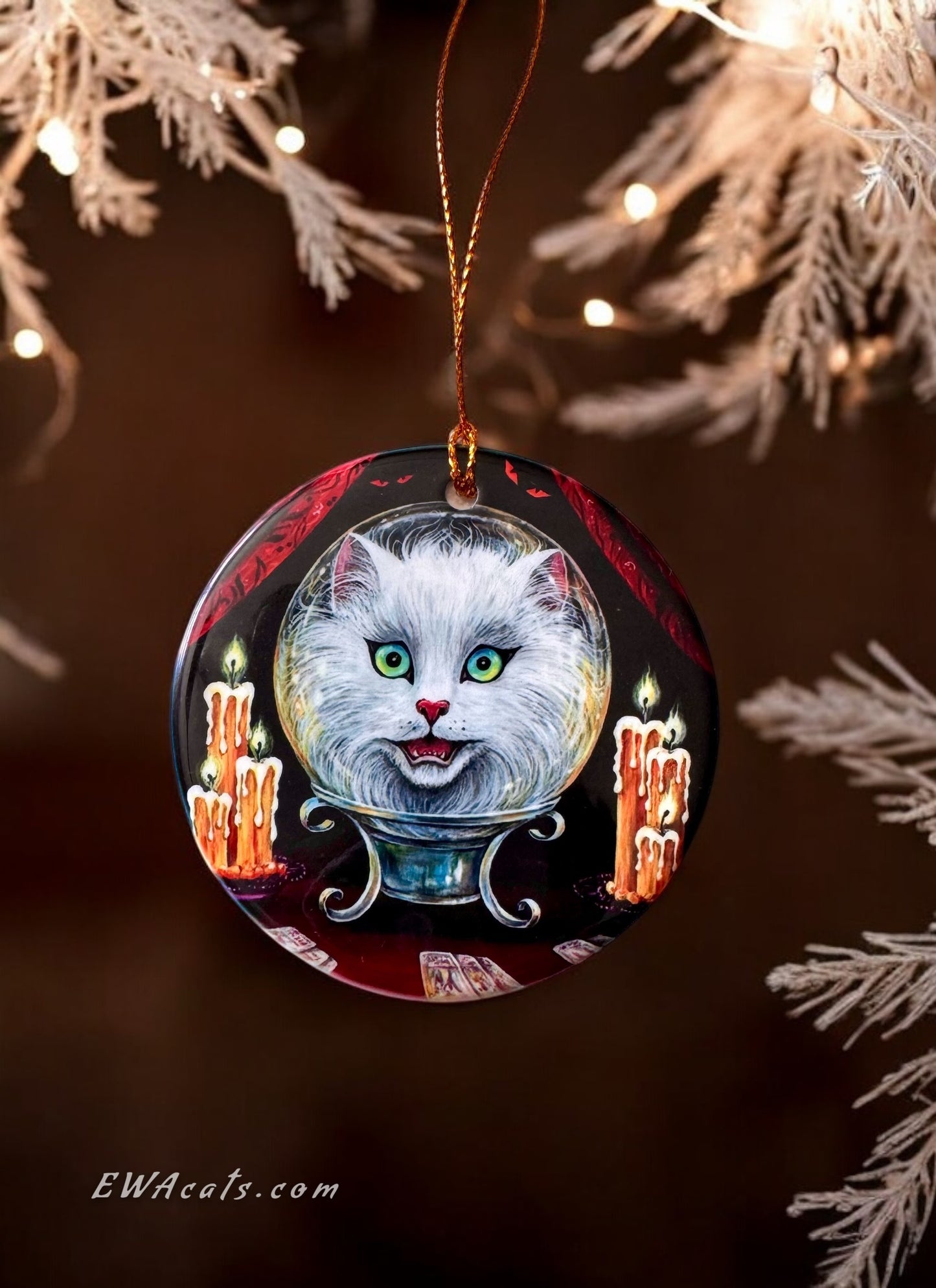 ORNAMENT Porcelain 3"x 3" Round "Meowdame Leota"