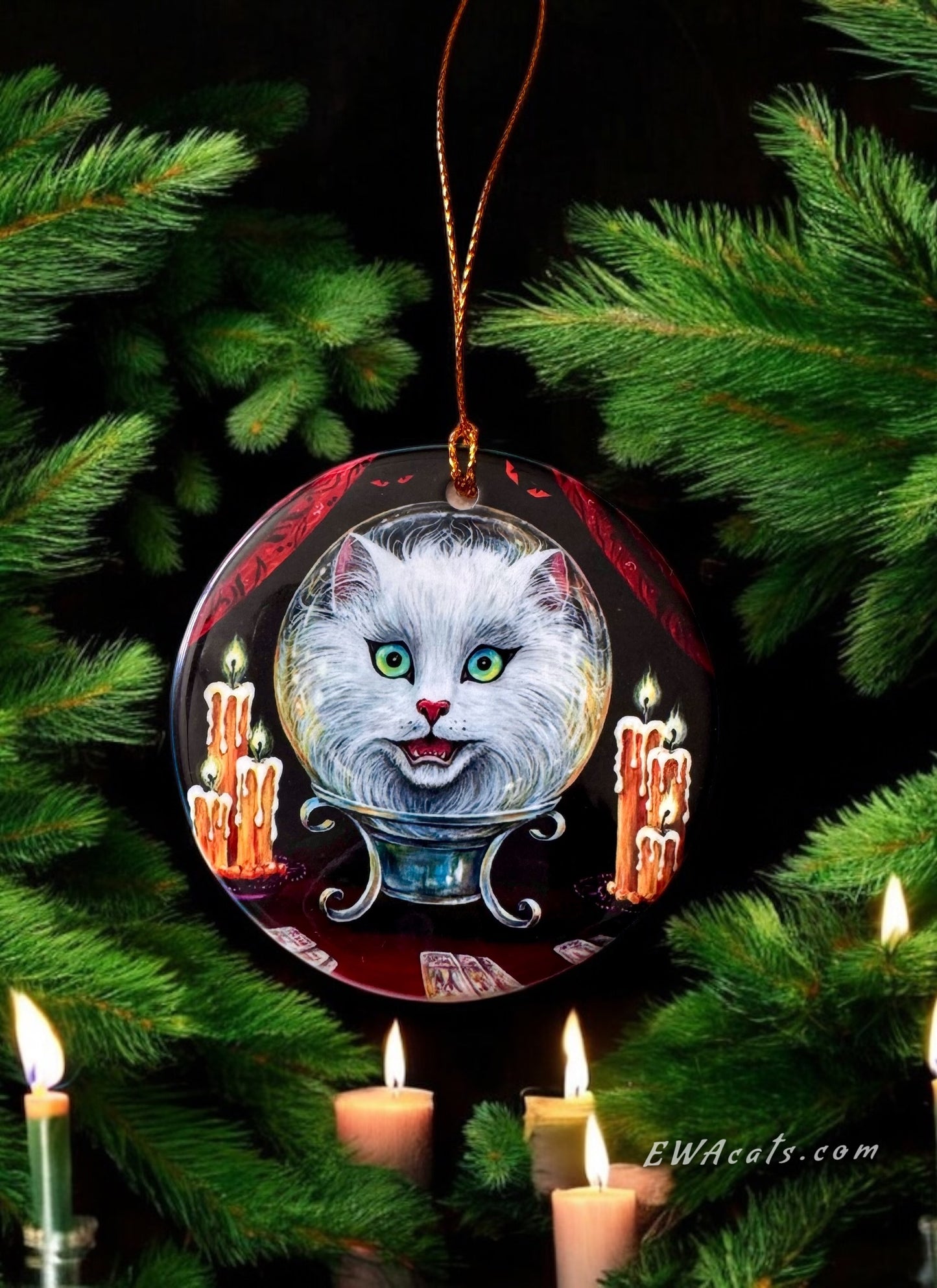 ORNAMENT Porcelain 3"x 3" Round "Meowdame Leota"