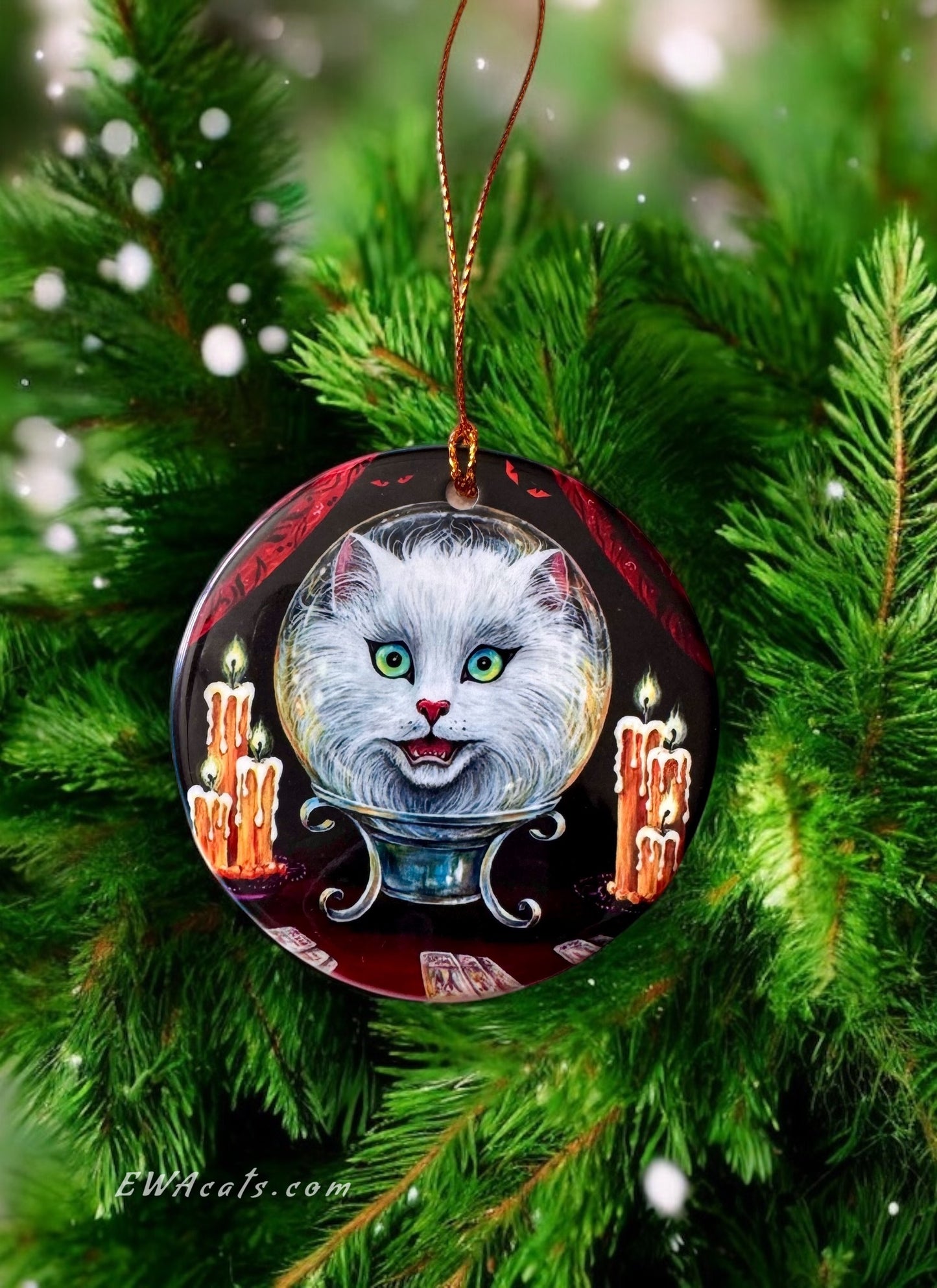 ORNAMENT Porcelain 3"x 3" Round "Meowdame Leota"