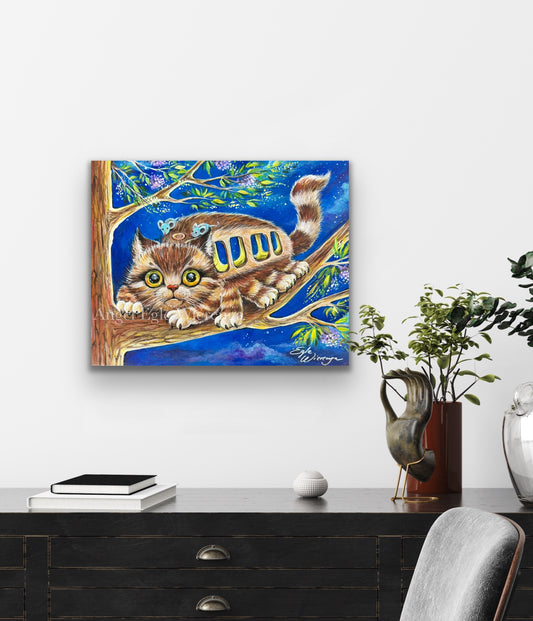 CANVAS "Catbus" Open Edition Canvas Giclee ((Inspired by Studio Ghibli film My Neighbor Totoro)