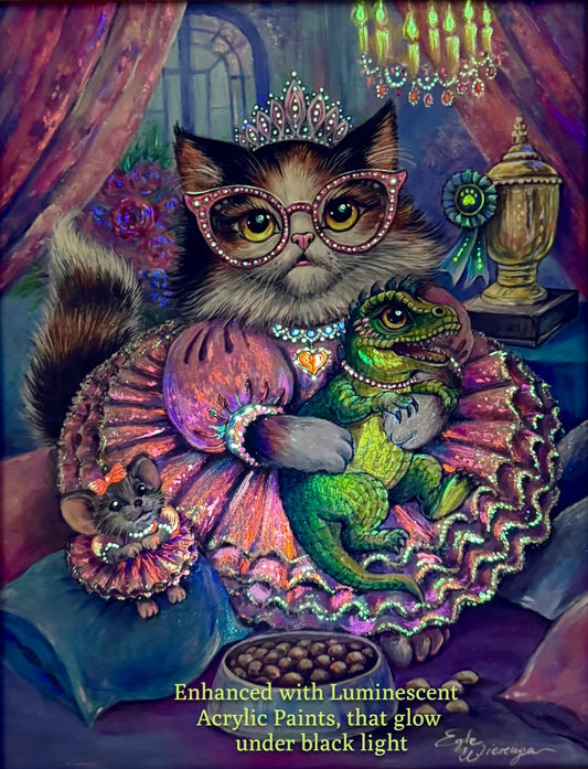 SUPREME MASTER CANVAS "Purrincess and Her Little Monster" Limited to 5 only!