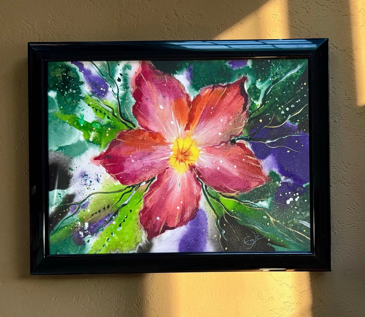 Original Painting "Radiant Bloom" Fluid Acrylic on paper