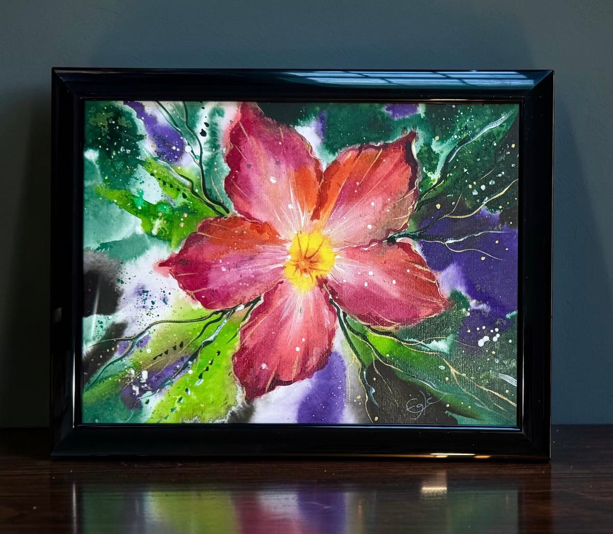 Original Painting "Radiant Bloom" Fluid Acrylic on paper