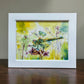 Original Painting "Garden Messenger" Fluid Acrylic on paper