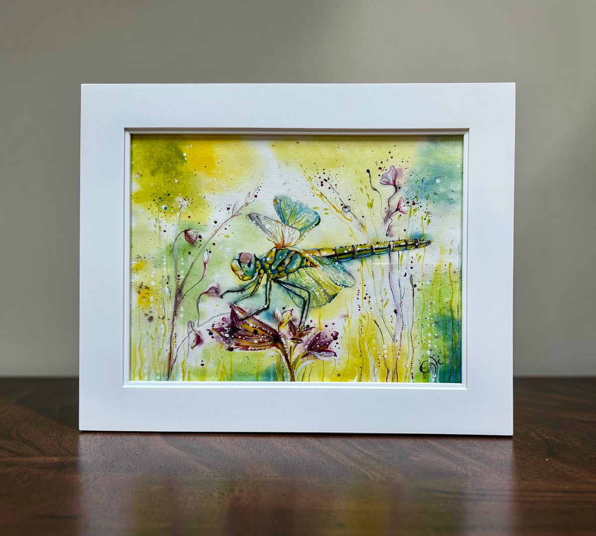 Original Painting "Garden Messenger" Fluid Acrylic on paper