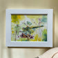 Original Painting "Garden Messenger" Fluid Acrylic on paper