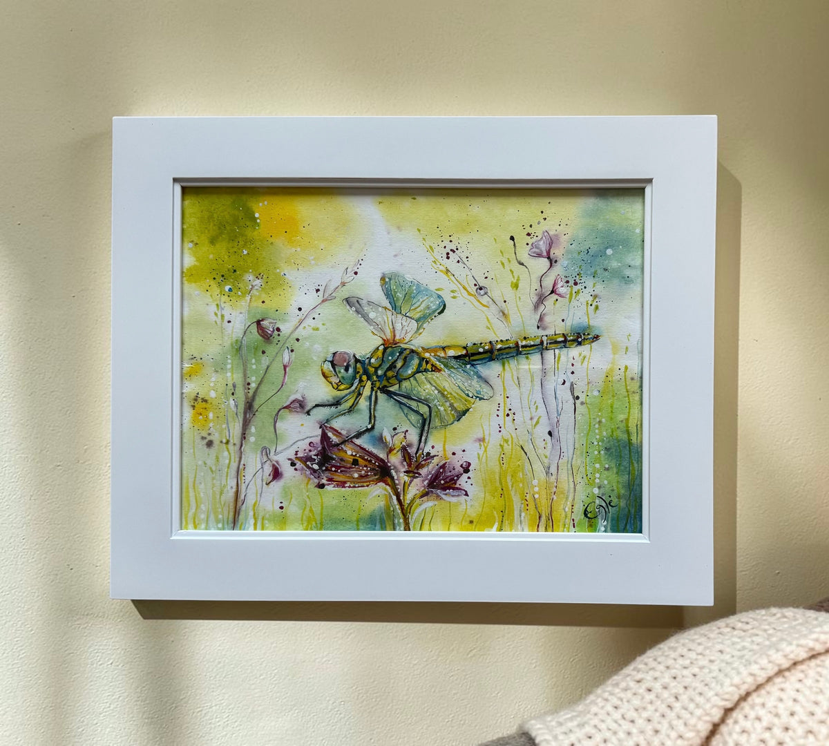 Original Painting "Garden Messenger" Fluid Acrylic on paper
