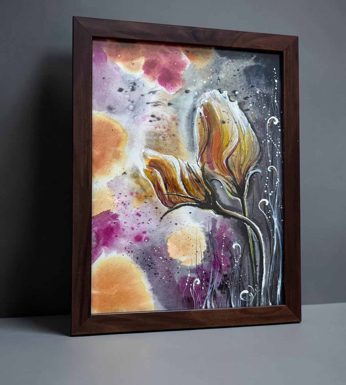 Original Painting "Whispering Bloom" Fluid Acrylic on paper