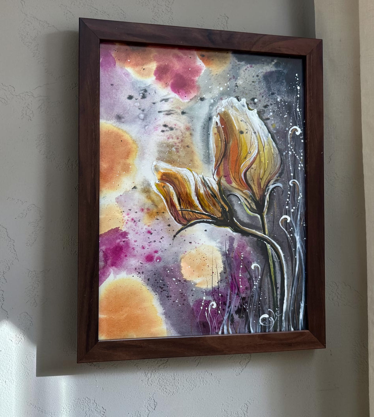 Original Painting "Whispering Bloom" Fluid Acrylic on paper