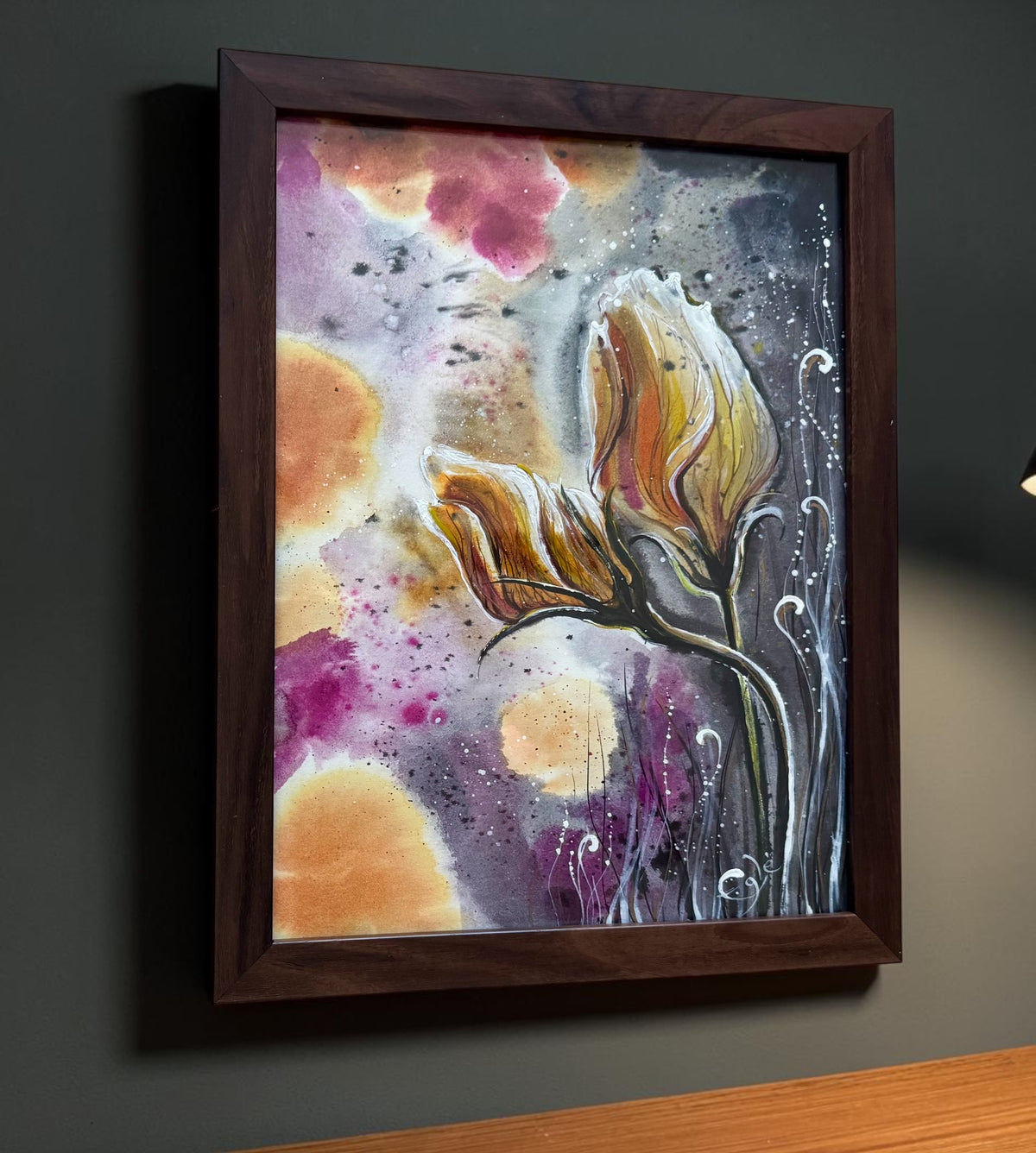 Original Painting "Whispering Bloom" Fluid Acrylic on paper