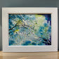 Original Painting "Blue Awakening" Fluid Acrylic on paper