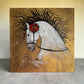 Original Painting "Spanish White Horse" Acrylic on Wood