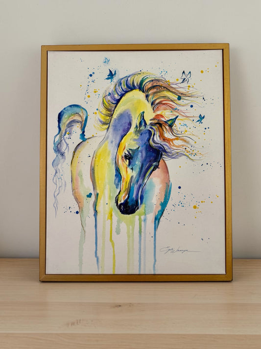 Original Painting "Spirit" Fluid Acrylics on Watercolor Canvas