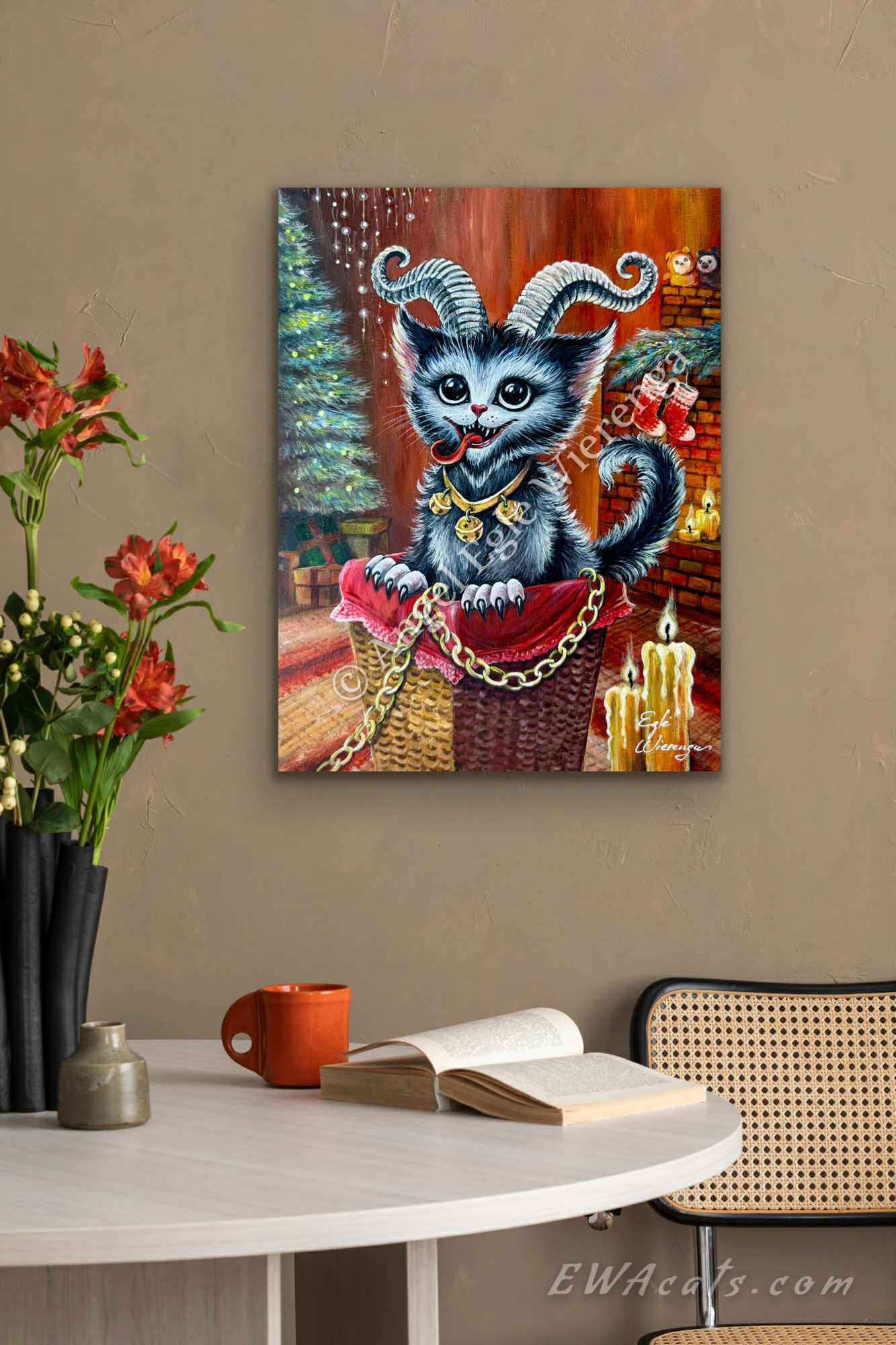 SUPREME MASTER CANVAS "Kitty Krampus" Limited to 5!