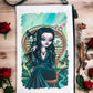 Linen Wallet "Morticia and Her Cat Gomez"