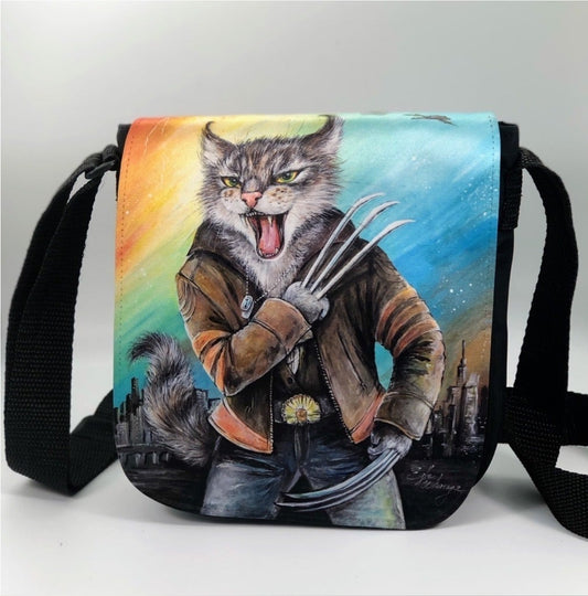 Shoulder Bag "Cat Man Logan" with a Removable Flap