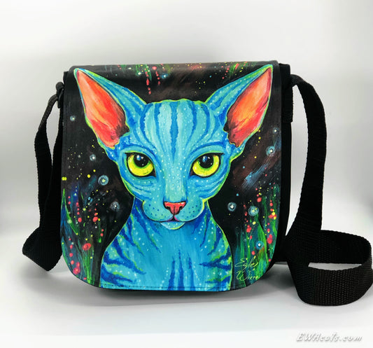 Shoulder Bag "Pandora's Cat" with a Removable Flap