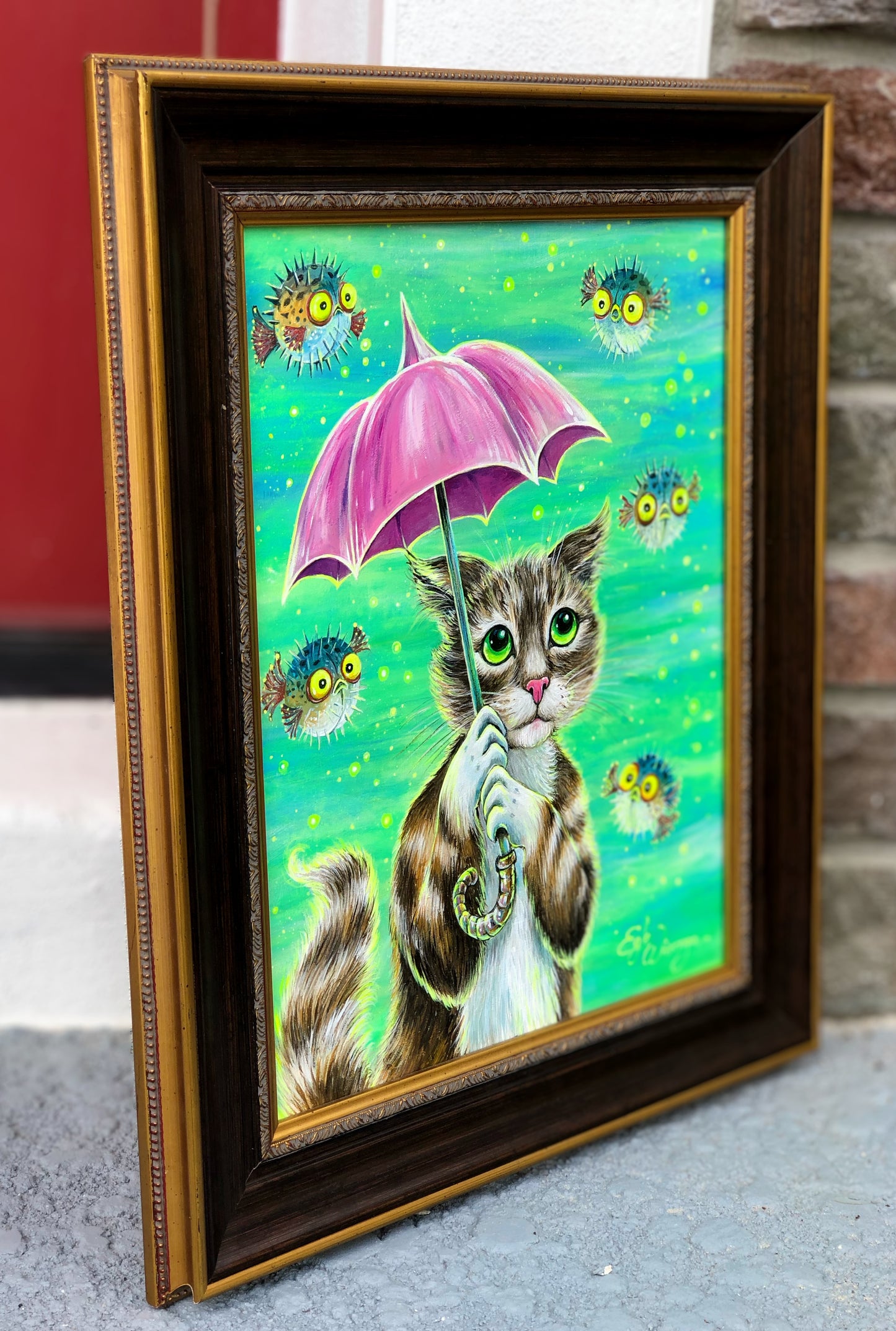 Original Painting "Cat with Umbrella"