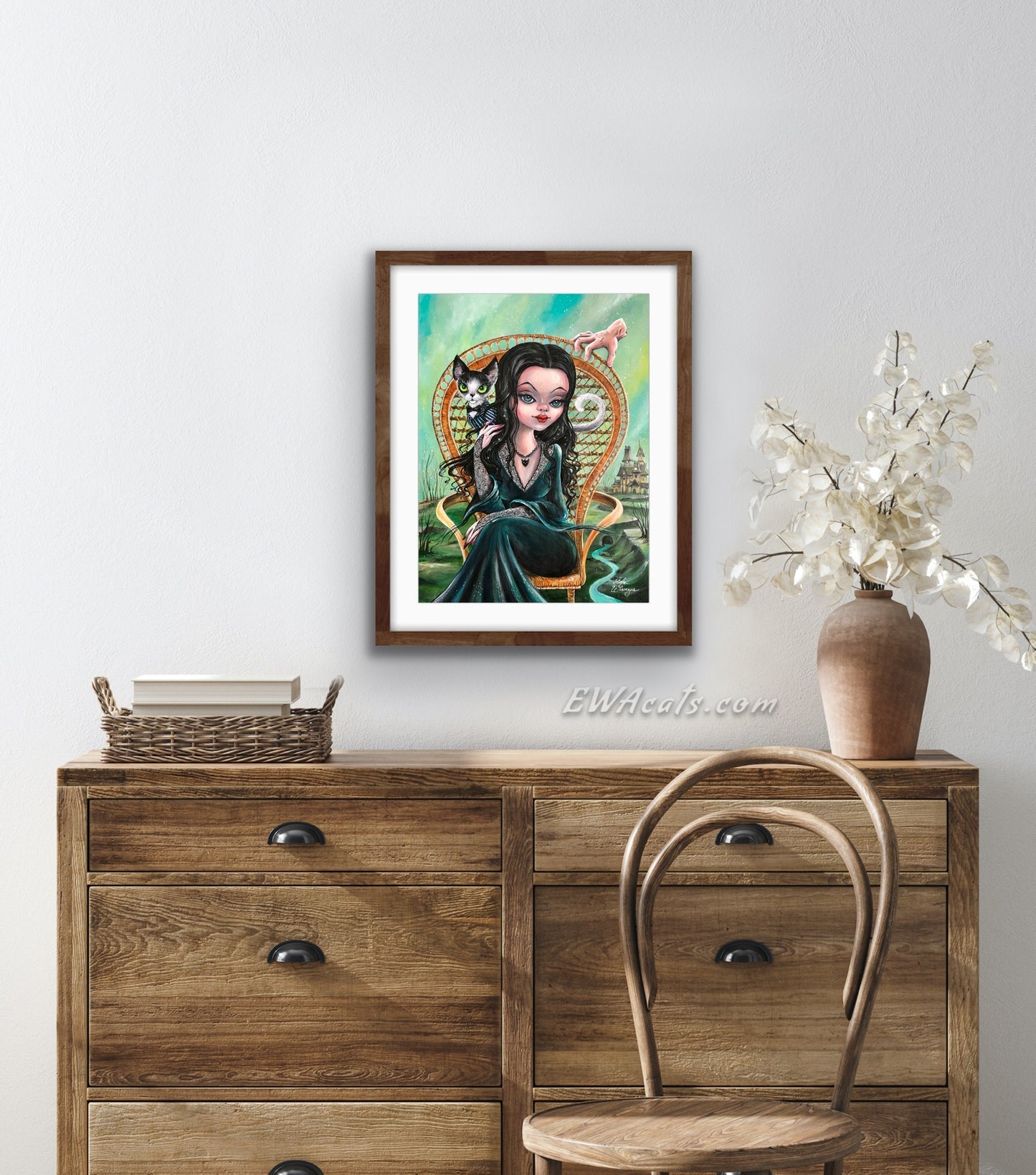 Art Print "Morticia and Her Cat Gomez"