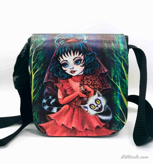 Shoulder Bag "Lydia and Her Beetle Kitty" with a Removable Flap