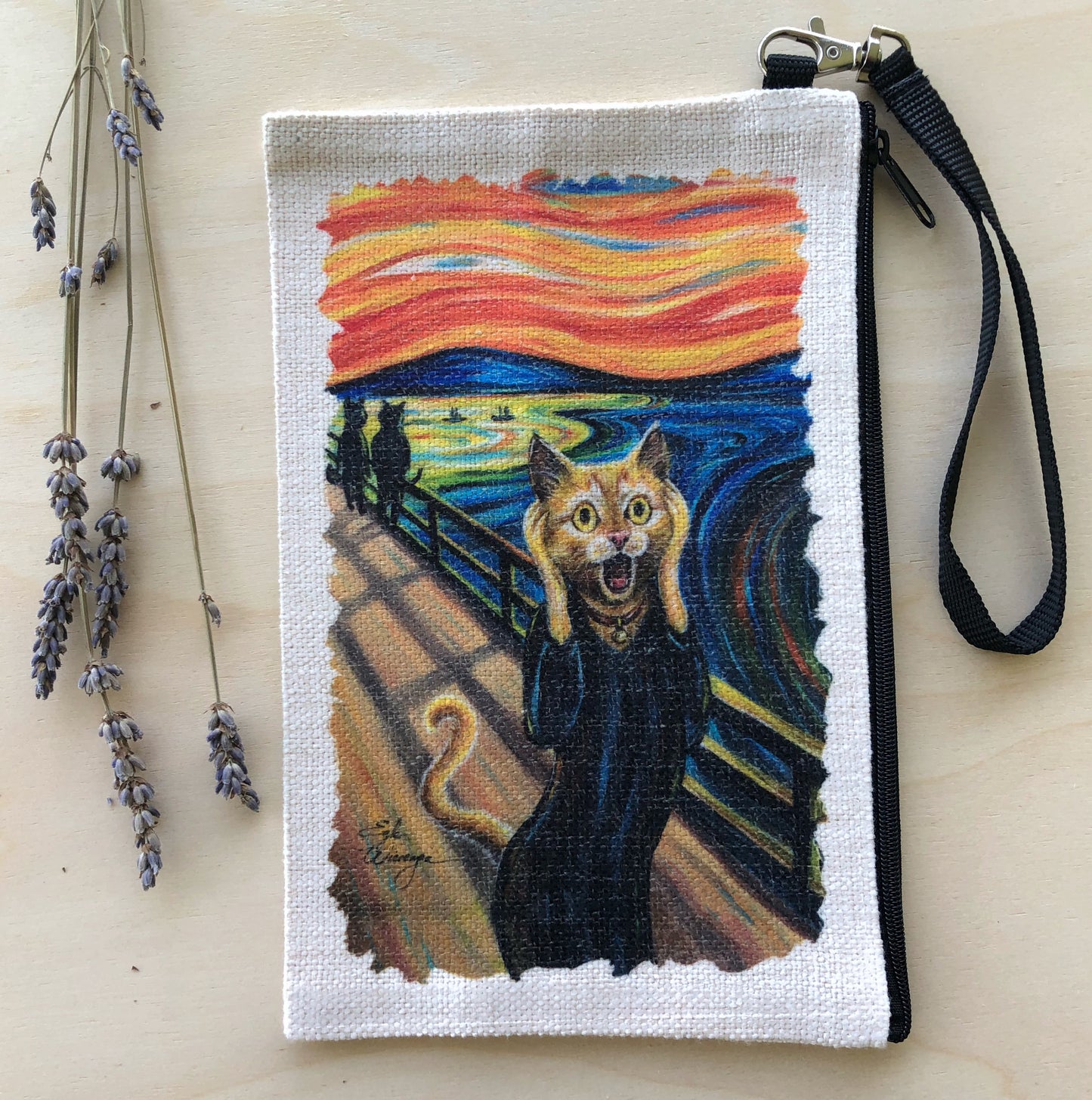 Linen Wallet "The Cat Scream"
