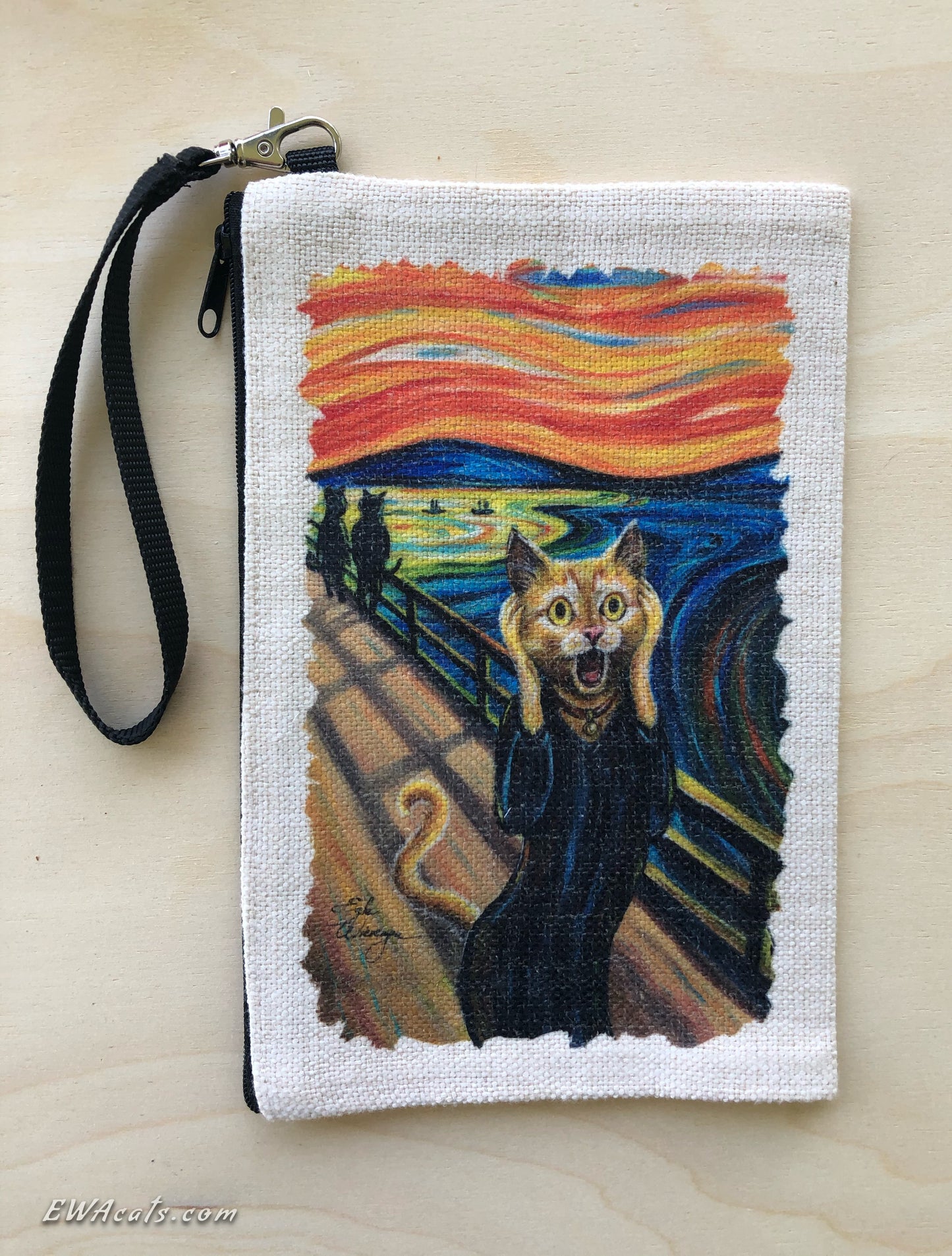 Linen Wallet "The Cat Scream"