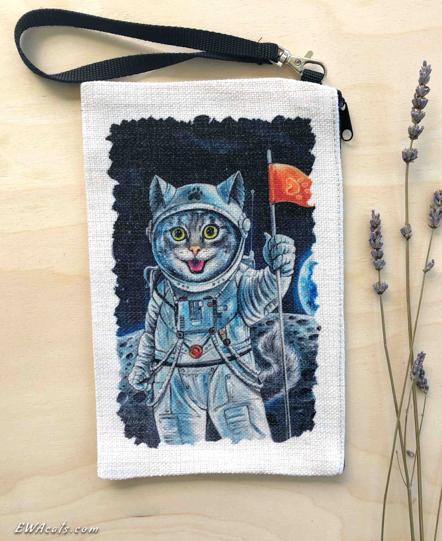 Linen Wallet "First Cat on the Moon"