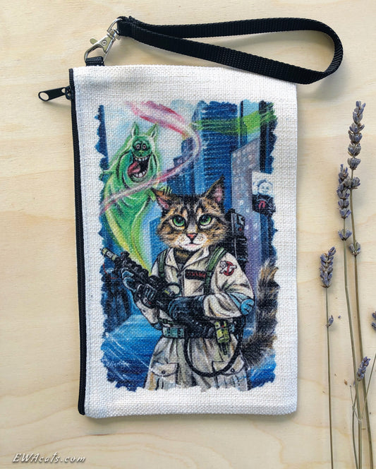 Linen Wallet "Ghostbuster Cat"