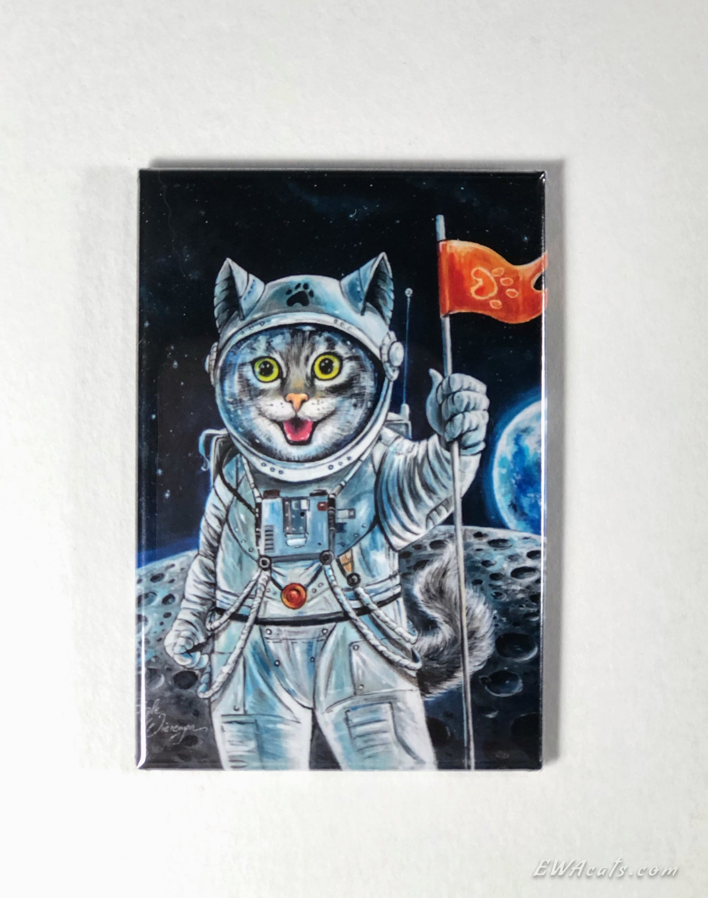 MAGNET 2"x 3" Rectangle "First Cat on the Moon"