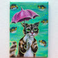 MAGNET 2"x 3" Rectangle "Umbrella Cat"
